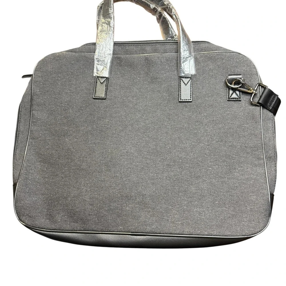 John Varvatos Gray 17in Laptop Bag Soft Case Mens Adjustable Shoulder Strap